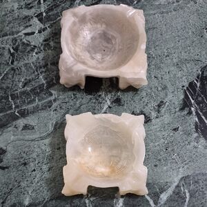 Mexican Onyx Carved Ashtrays.